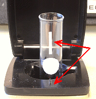 cuvette in slot, labeled